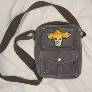 Shoulder Bag with Skull Patch